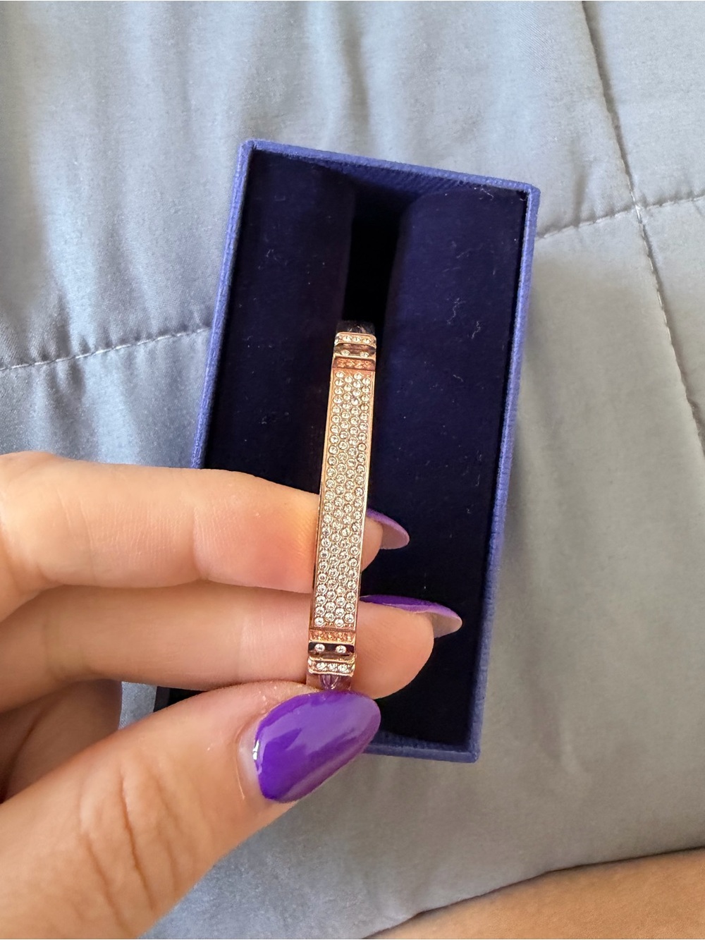 Swarovski Rose Gold Crystal Pave Bangle Bracelet